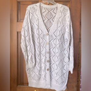Women's White Knit Cardigan Sweater